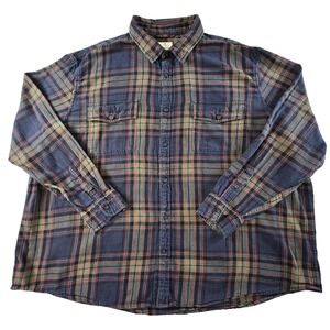 Mutual‎ Weave Shirt Mens 3XL Blue Plaid Long Sleeve Button Up Relaxed Fit